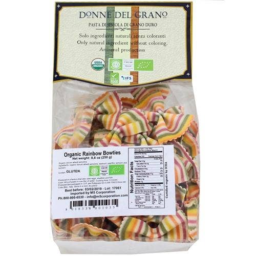 Organic Rainbow Bowties Colored Pasta