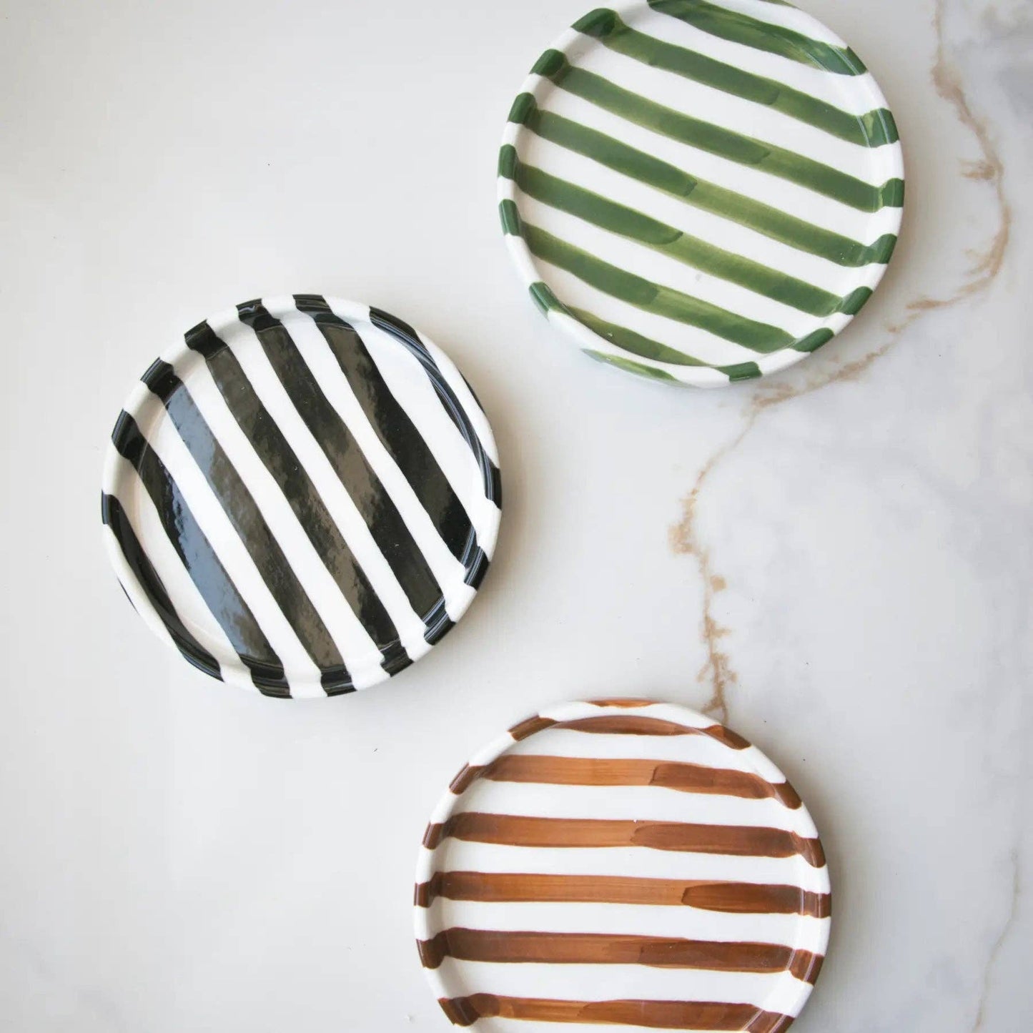 Green Striped Plates