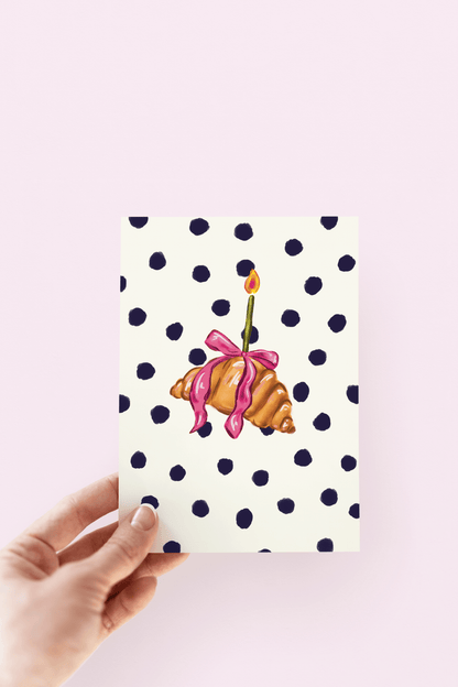 Croissant with Bow Celebration Congratulations Greeting Card