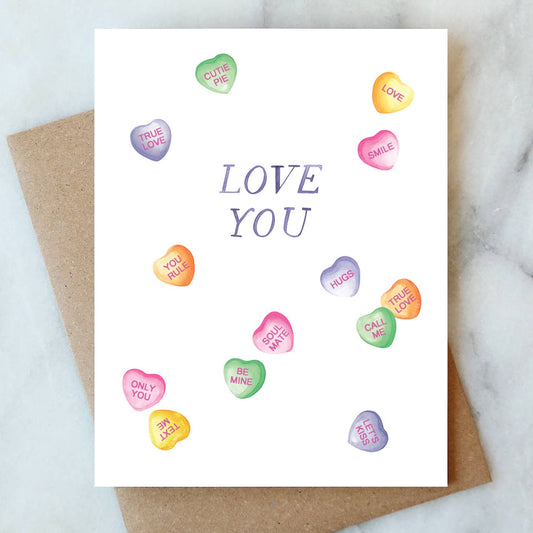 Love you Candy Hearts Love Card