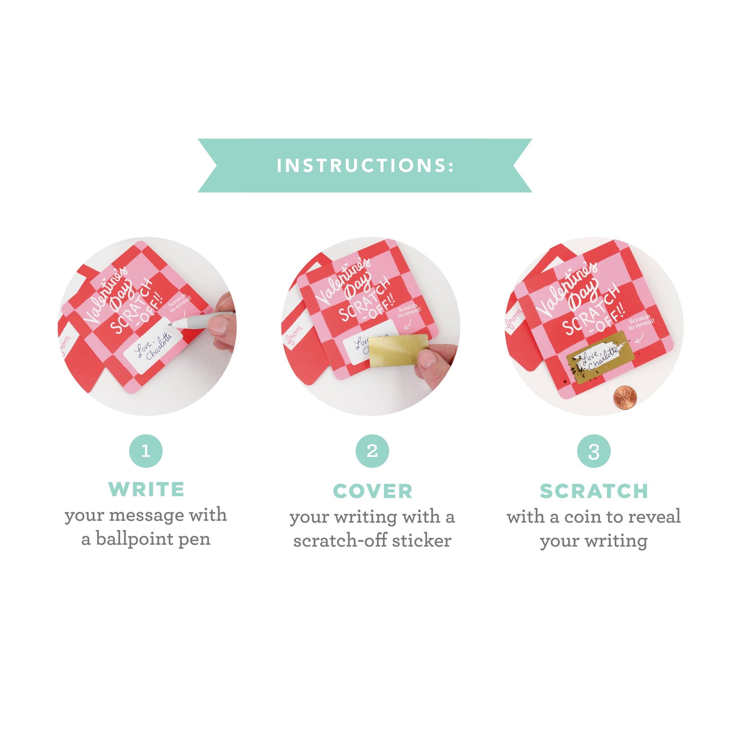 Scratch-off Valentine Cards - Checkered