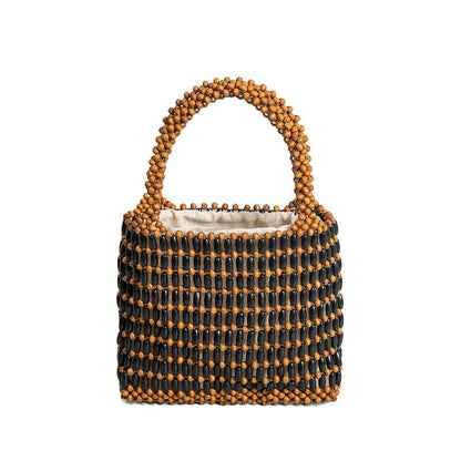 Brown Wooden Bead Handbag