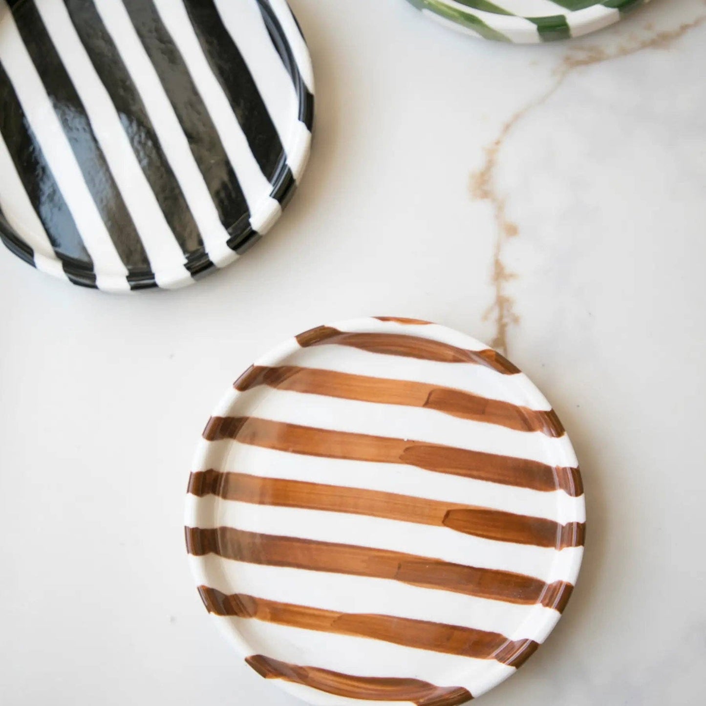 Green Striped Plates
