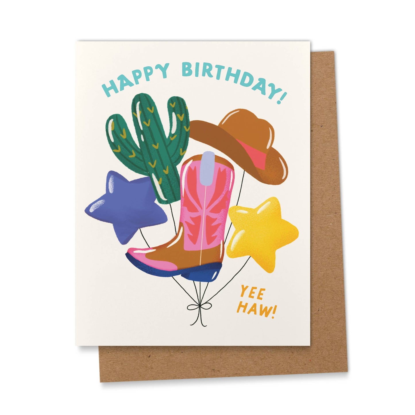 Happy Birthday Yee Haw Balloons Greeting Card