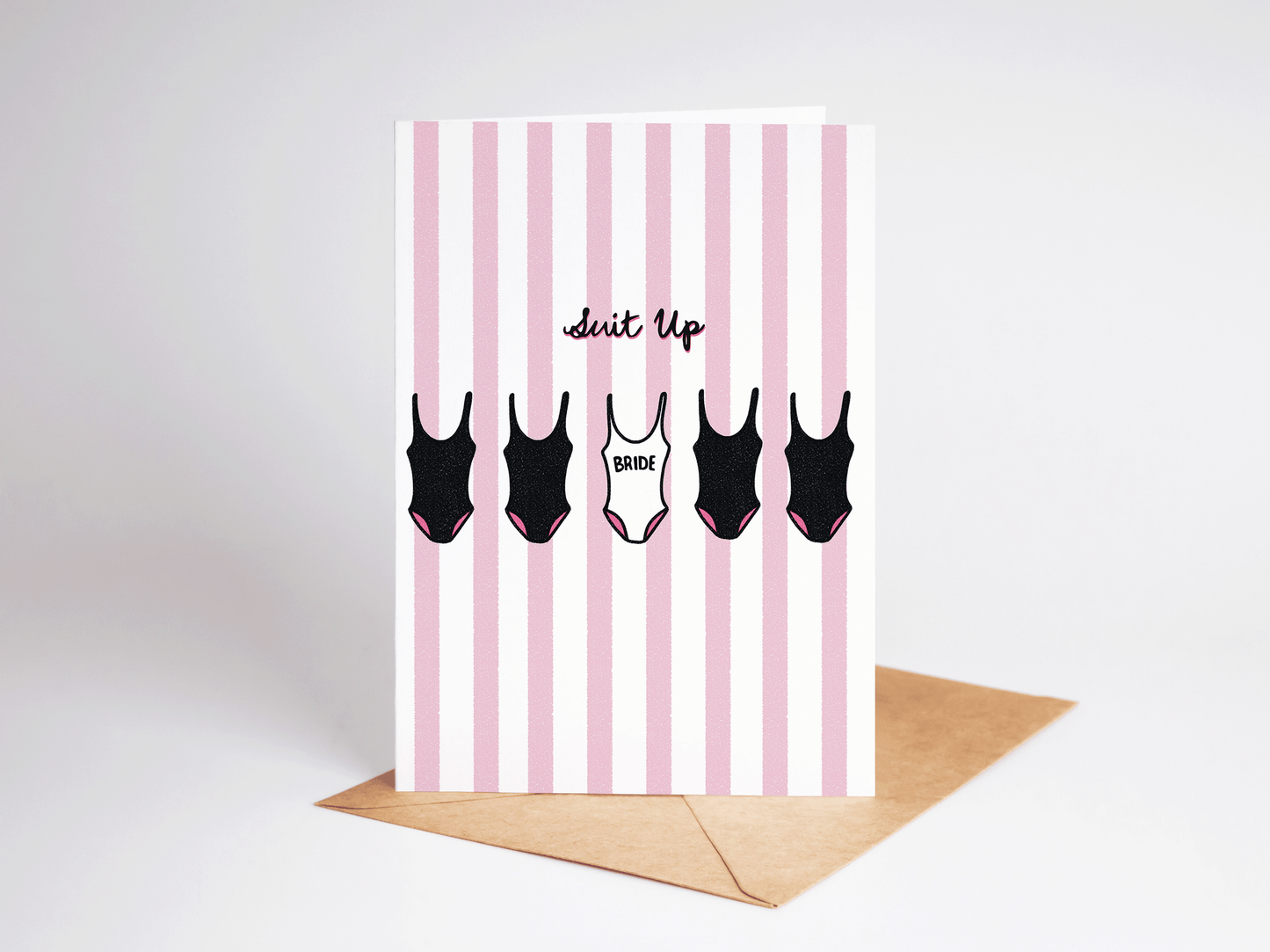 Suit Up Swimsuit Bachelorette Bride Engagement Greeting Card