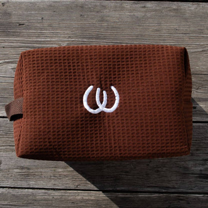 Brown Horseshoe Makeup Travel Bag
